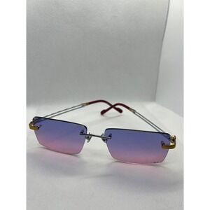 Porta Romana Rimless Sunglasses Purple Pink Gradient Lens‎ Gold Accents Fashion